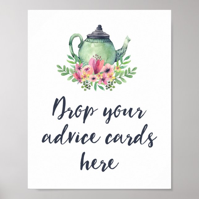 Tea Party Advice Cards Baby Bridal Shower Poster (Front)