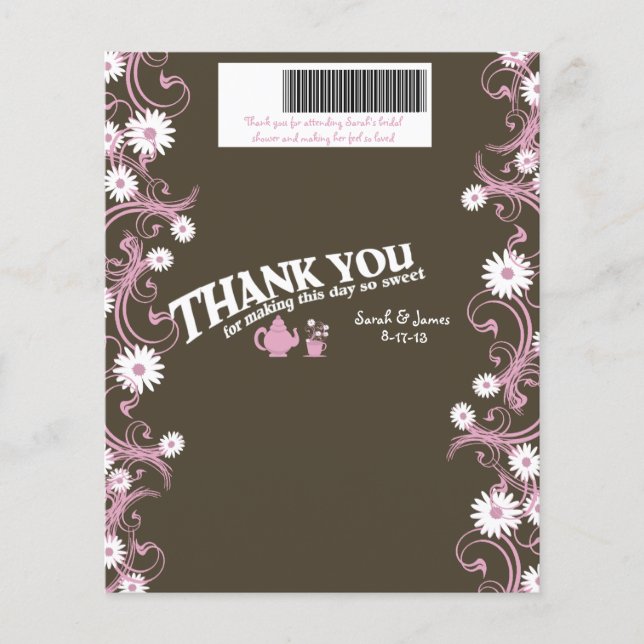 Tea Party and Daisy Chocolate Bar Favour (Front)