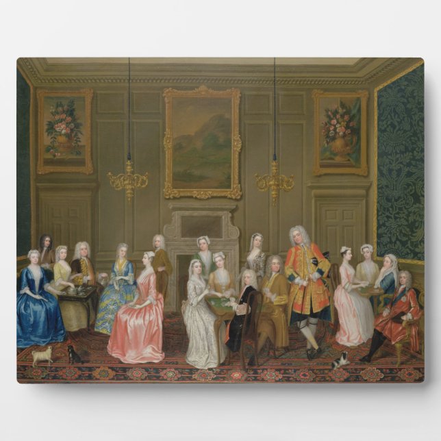 Tea Party at Lord Harrington's House, St. James's Plaque (Front)