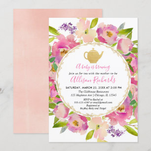Tea party baby shower Boho blush pink pastel Invitation
