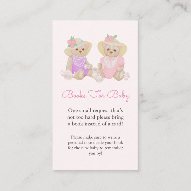 Tea Party Baby Shower Book Request Enclosure Card (Front)