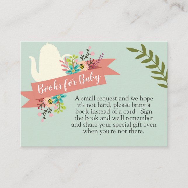 Tea Party Baby Shower Books for Baby Card (Front)