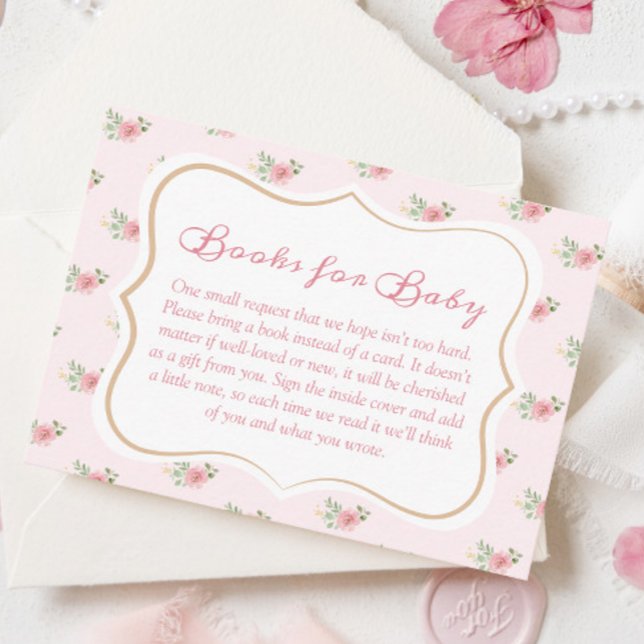 Tea Party Baby Shower Books for Baby Enclosure Card (Creator Uploaded)