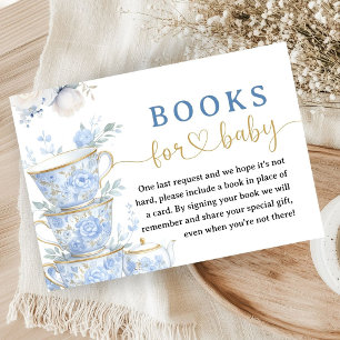 Tea Party Baby Shower Boy Blue Books For Baby Enclosure Card