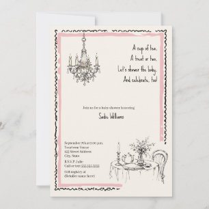 Tea Party Baby Shower Cottagecore Coquette Girl Invitation