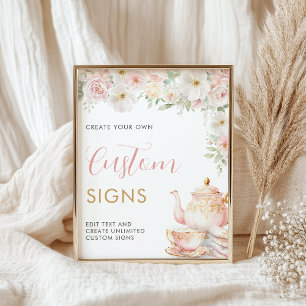 Tea Party Baby Shower Custom Sign -  16x20 