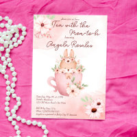 Tea party baby shower cute pink bunny in a mug