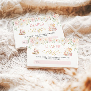 Tea Party Baby Shower Diaper Raffle Enclosure Card