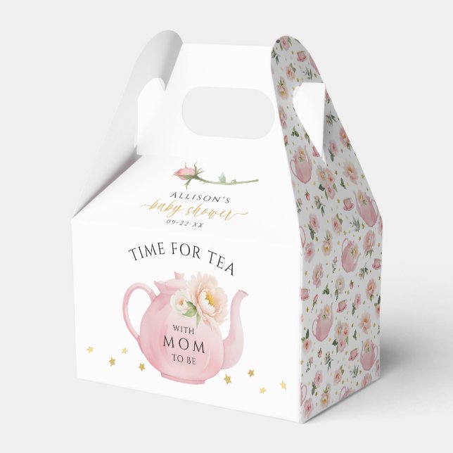 Tea Party Baby Shower Floral Favour Boxes (Back Side)