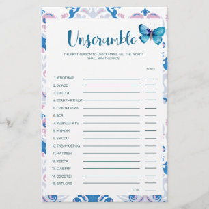 Tea Party Baby Shower Game Baby Word Scramble game