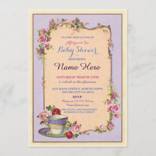 Tea Party Baby Shower Garden Teacup Invitation