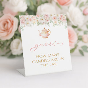 Tea Party Baby Shower Guess How Many Pedestal Sign