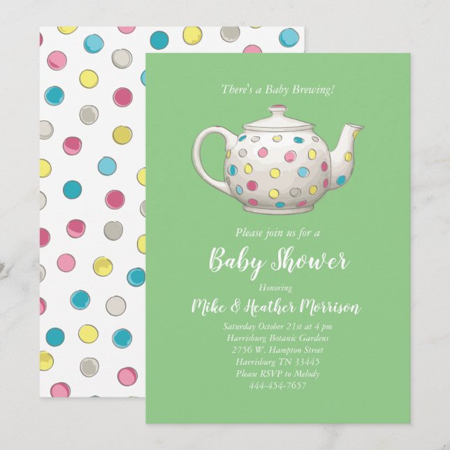 Tea Party Baby Shower Invitation (Front/Back)