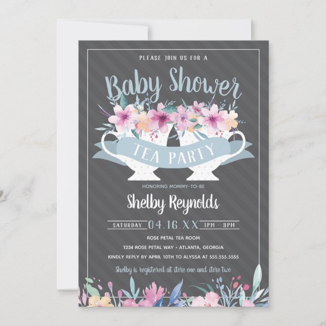 Tea Party Baby Shower Invitation (Front)