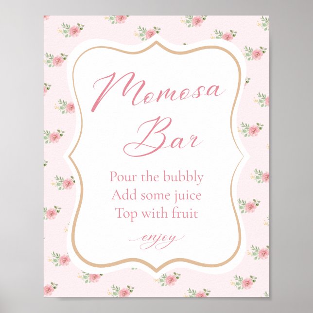 Tea Party Baby Shower Momosa Bar Poster (Front)