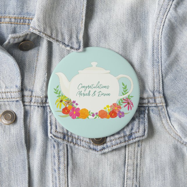 Tea Party Baby Shower Spring 10 Cm Round Badge (In Situ)