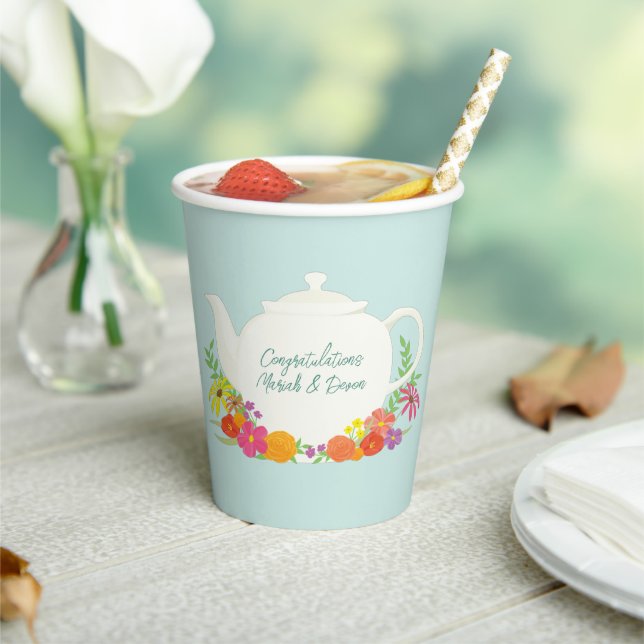 Tea Party Baby Shower Spring Paper Cups (Insitu)