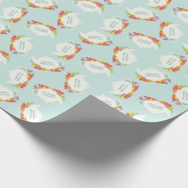 Tea Party Baby Shower Spring Wrapping Paper (Corner)