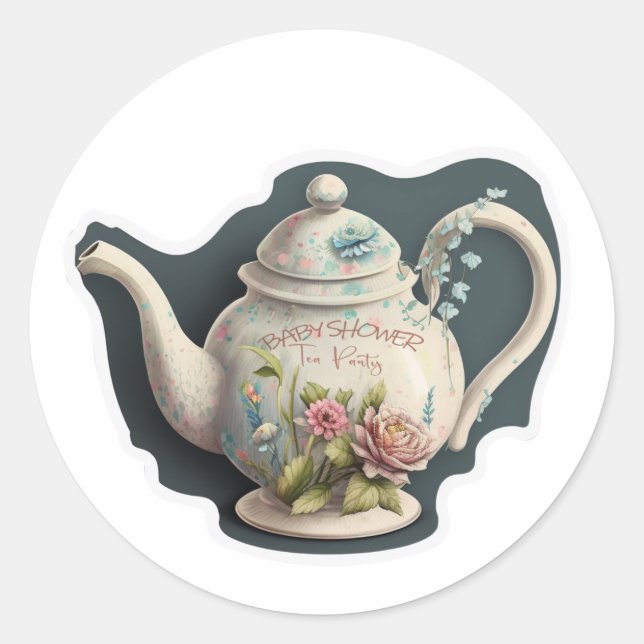 tea party baby shower sticker (Front)