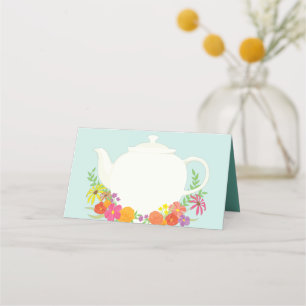 Tea Party Baby Shower Teapot Spring Floral Place Card