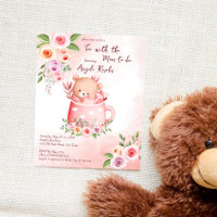 Tea party baby shower teddy mug budget invite
