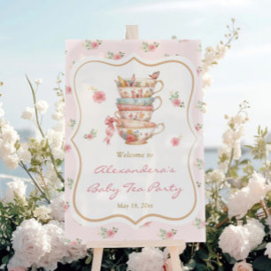 Tea Party Baby Shower Welcome Acrylic Sign