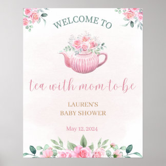 Tea Party Baby Shower Welcome Sign