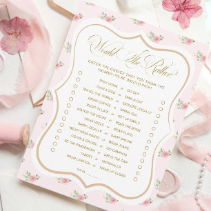 Tea Party Baby Shower Would She Rather Game Card