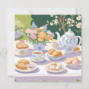 Tea Party   Beautiful Garden Party Floral Card