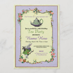 Tea Party Birthday Alice in Wonderland Invitation