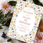 Tea Party Birthday Cute Custom Colourful Floral  Invitation<br><div class="desc">Perfect cute card for a fun birthday party invitation! Hand made art for you! Perfect for a tea party, birthday party, bridal shower, bachelorette party, engagement party, or other event. FULLY CUSTOMIZABLE! Click on “Personalise” above to edit the text. Click "edit using design tool" to adjust the fonts, colours and...</div>