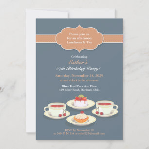 Tea Party Birthday Flat Invitation