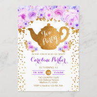 Tea Party Birthday - Gold White Purple