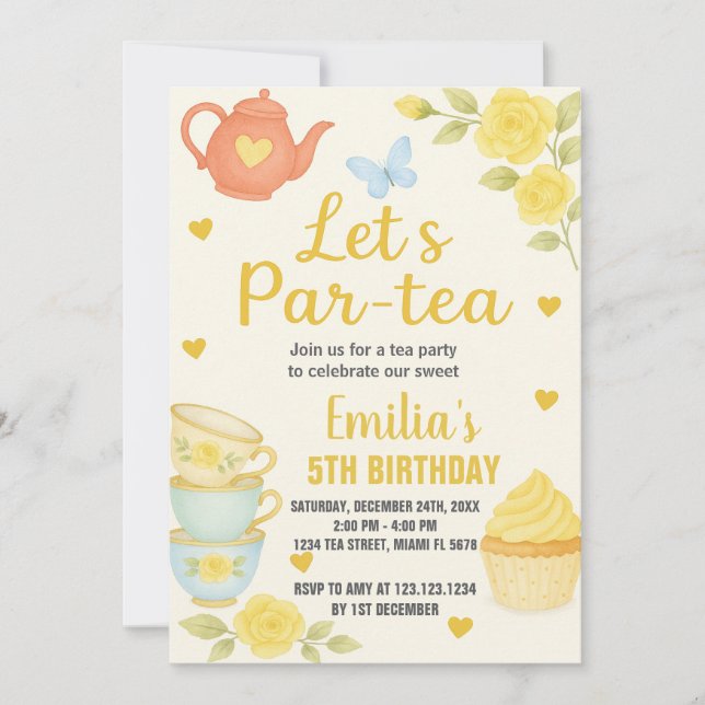 Tea Party Birthday Invitation (Front)