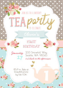 tea 1st birthday invitations zazzle uk