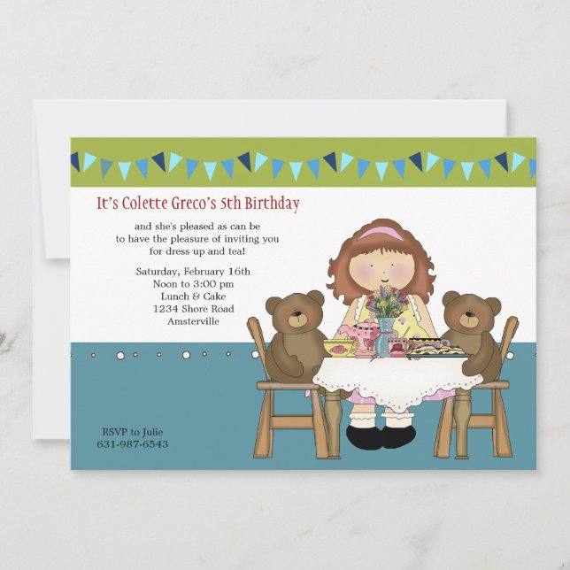 Tea Party Birthday Invitation (Front)