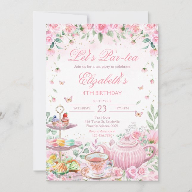 Tea Party Birthday Invitation (Front)