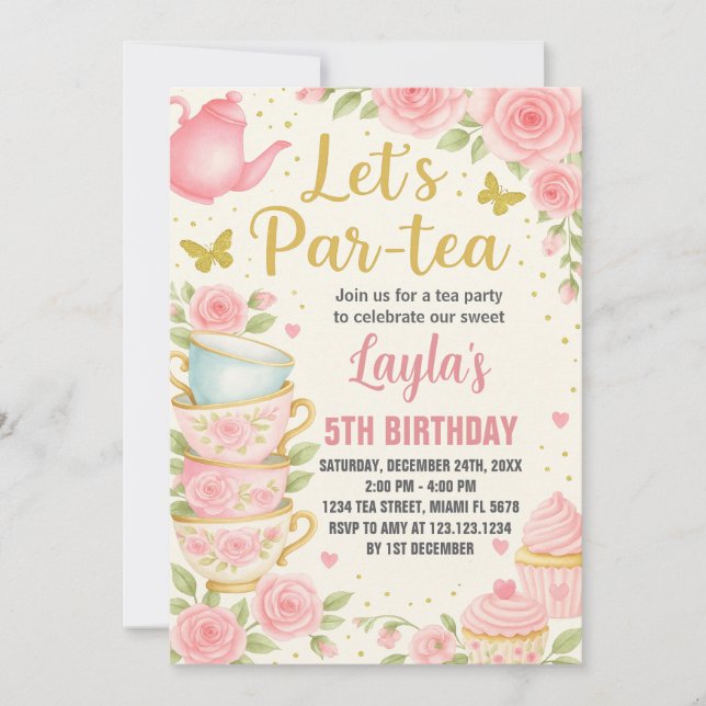 Tea Party Birthday Invitation (Front)