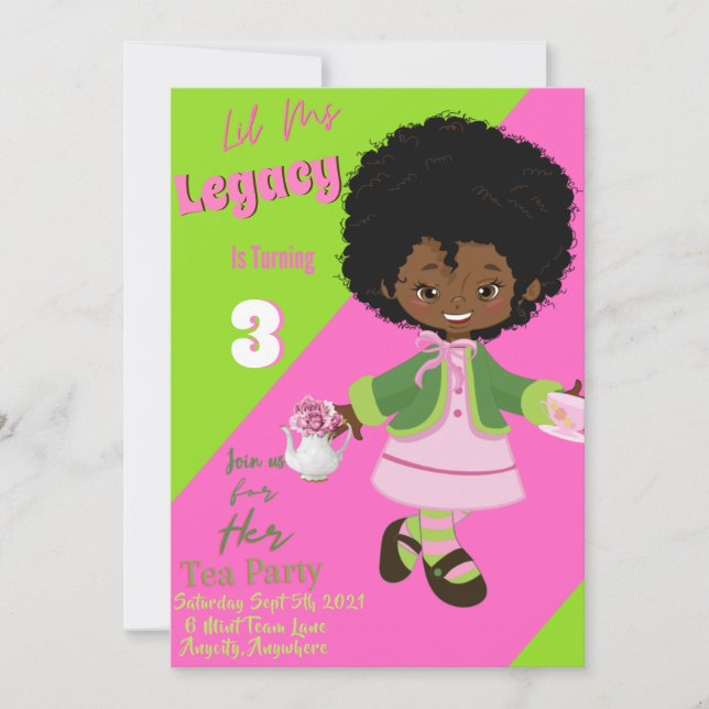 Tea Party Birthday Invitation Card (Front)