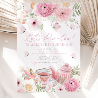 Tea Party Birthday Invitation Par-tea Birthday Gir