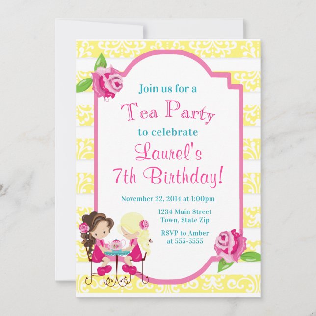 Tea Party Birthday Invitation Tea Party Invite (Front)