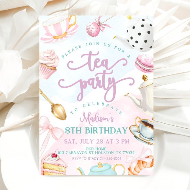 Tea Party Birthday Invite, Par-tea Invite, Girls  Invitation (Creator Uploaded)