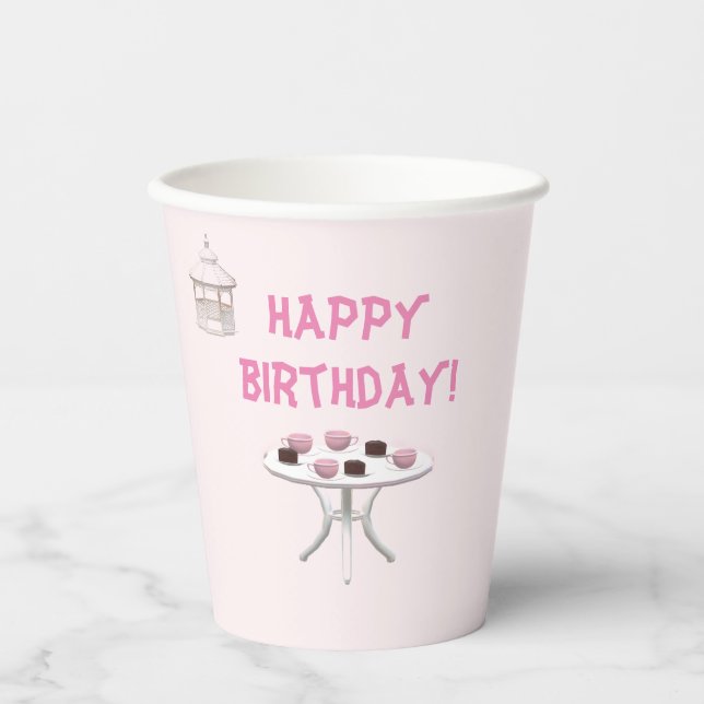 Tea Party Birthday Paper Cups (Front)