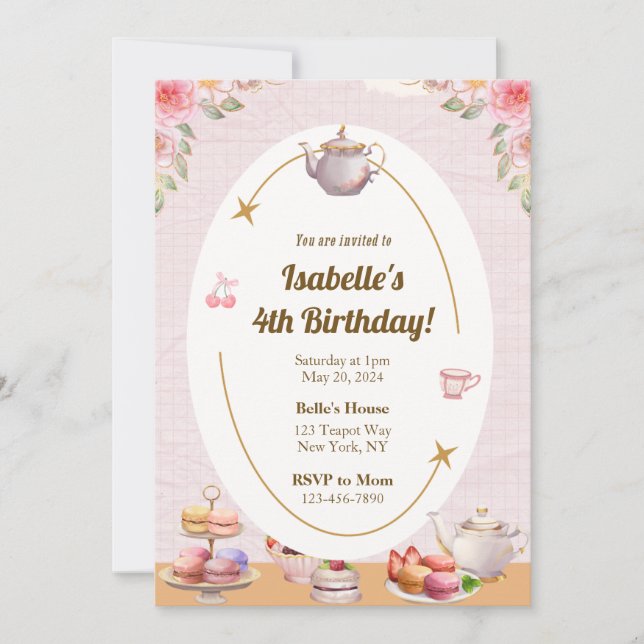 Tea Party Birthday Party Invitation (Front)