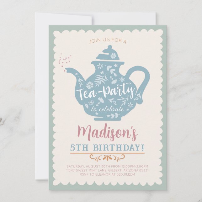 Tea Party Birthday Party Invitation (Front)