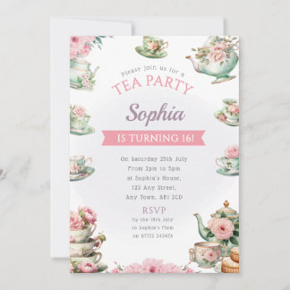Tea Party Birthday Party Invitation Afternoon Tea