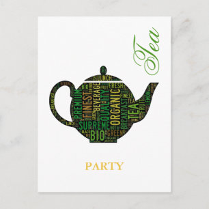 Tea Party - Black Teapot text design Postcard