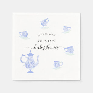 Tea Party Blue China Lace Classic Boy Baby Shower Napkin