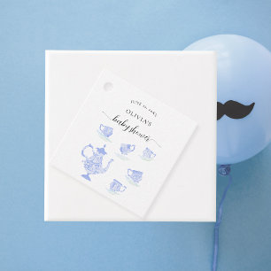 Tea Party Blue China Sweet Lace Boy Baby Shower Favour Tags