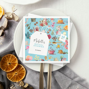 Tea Party Blue Floral Garden Bridal Shower Napkins